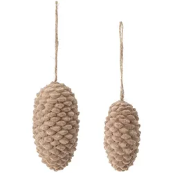 Bloomingville 2er Set Ornament Milie Tannenzapfen, Ø5 x H10 cm, 2er Set