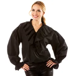 Damen-Rüschenbluse, schwarz