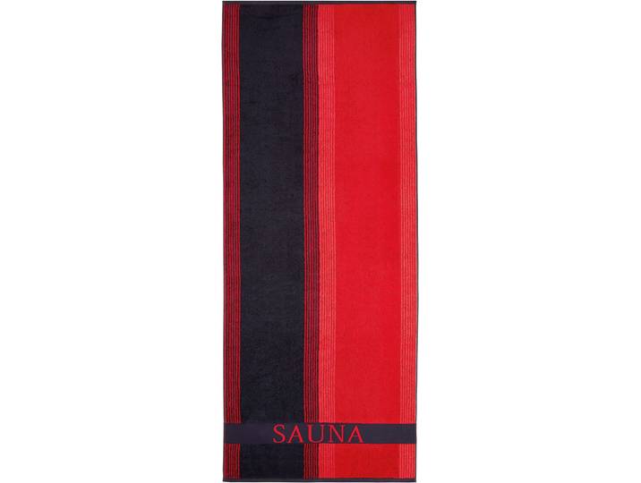 Saunatuch DYCKHOFF Saunastreifen , rot, B:80cm L:200cm, Walkfrottee, Obermaterial: 100% Baumwolle, Handtücher, Saunatuch, mit breiter Bordüre