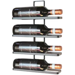 DanDiBo 1x Weinregal Metall Schwarz Wand 4-Wine erweiterbar Flaschenregal