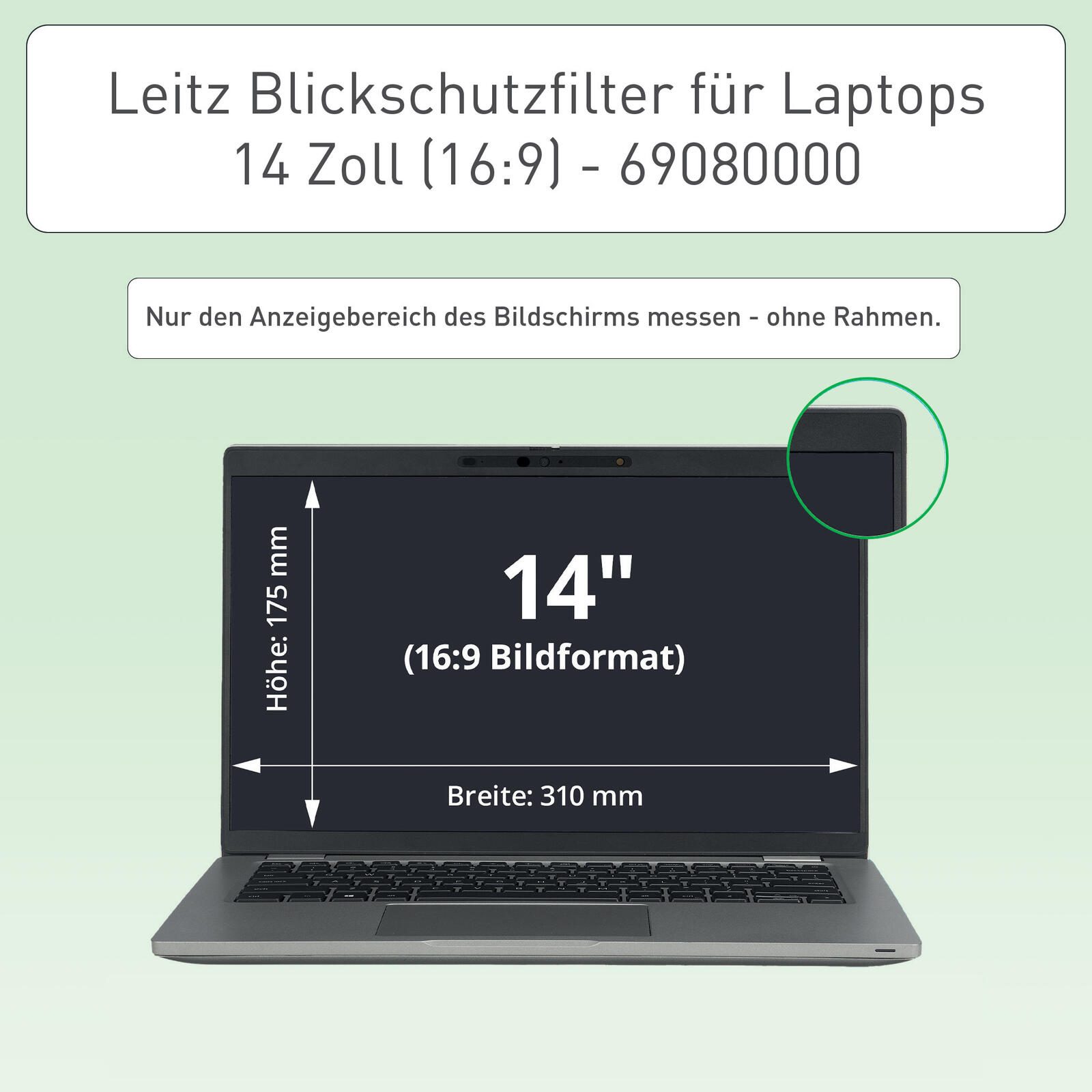 LEITZ Display-Blickschutzfolie für 35,6 cm (14,0 Zoll) 69080000