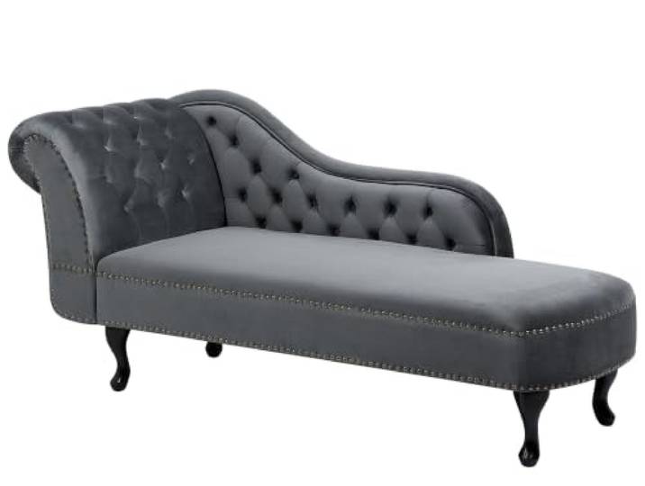 Klassische Ré­ca­mi­e­re im Chesterfield Style linksseitig grau Nimes
