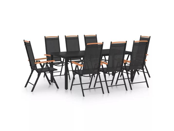 VidaXL - Garten-essgruppe aluminium, One Size, Schwarz
