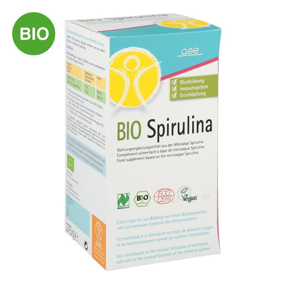 GSE Vertrieb Biologische Nahrungsergänzungs- & Hei Spirulina 500 mg Bio Naturland Tabletten 04888614