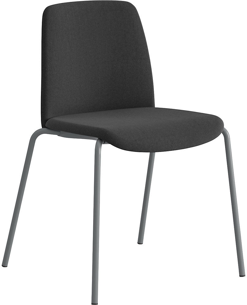 kaiserkraft Stuhl Helmer, Sitz/Lehne gepolstert, VE 4 Stk, Sitz schwarz, Gestell silber