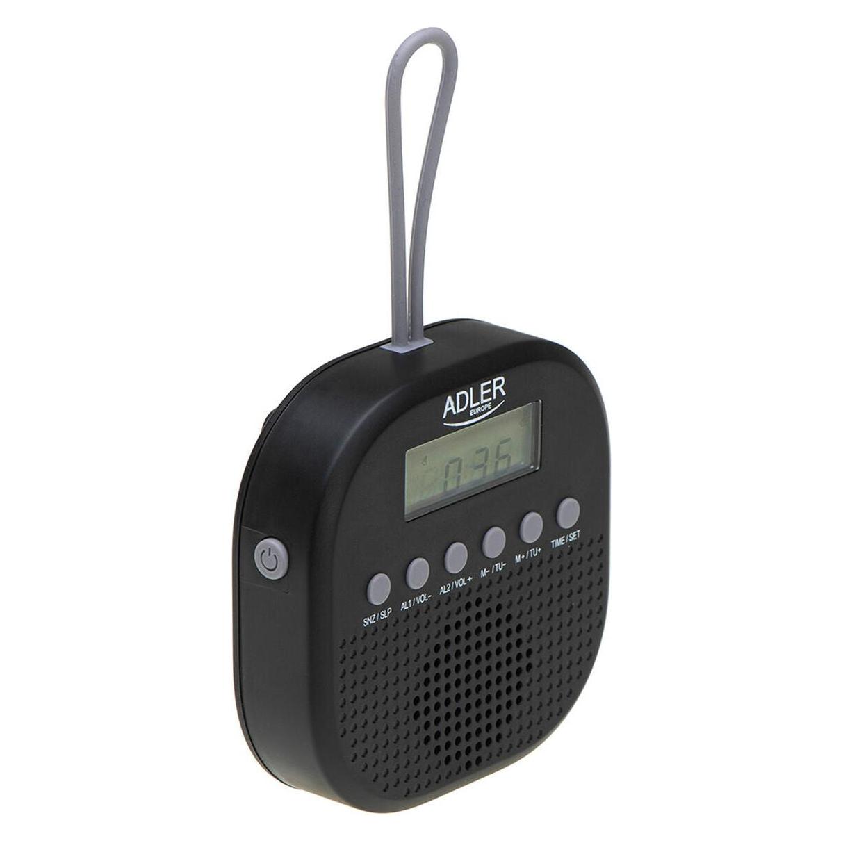 Adler Interactive solution | Waterproof universal radio | AD 1912 | Alarm function | Black (FM) (Adler)