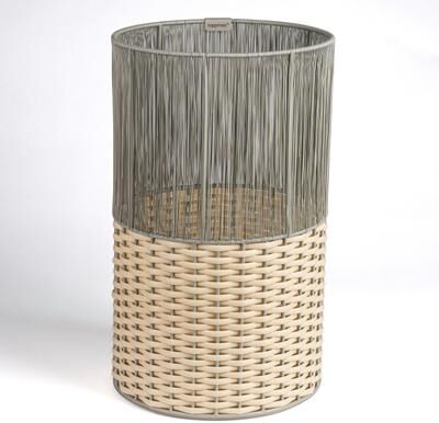 happimess Harper Modern 4.13-Gallon 2-Tone Faux Wicker Cylinder Waste Basket