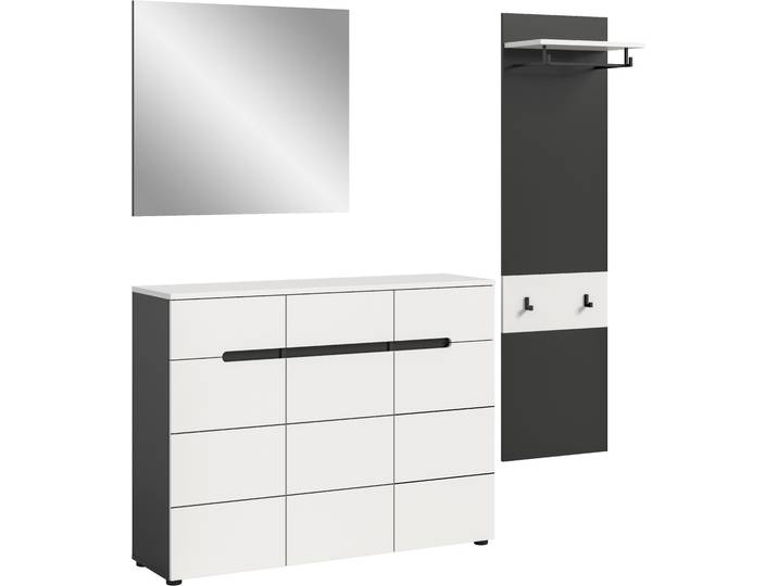 Garderoben-Set HOME AFFAIRE REHAT, TOPSELLER, 3-teilig, Breite 180 cm, individuell erweiterbar , basalt grau, weiß, Kastenmöbel-Sets, Garderoben-Set, Garderobenkombination, Kombination, Set, Flurgarderobe, Diele