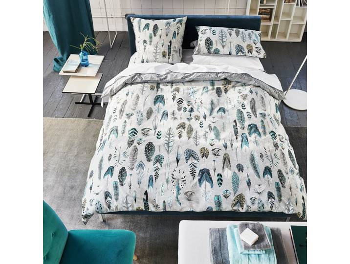 Housse de couette imprimée en coton gris 200x200