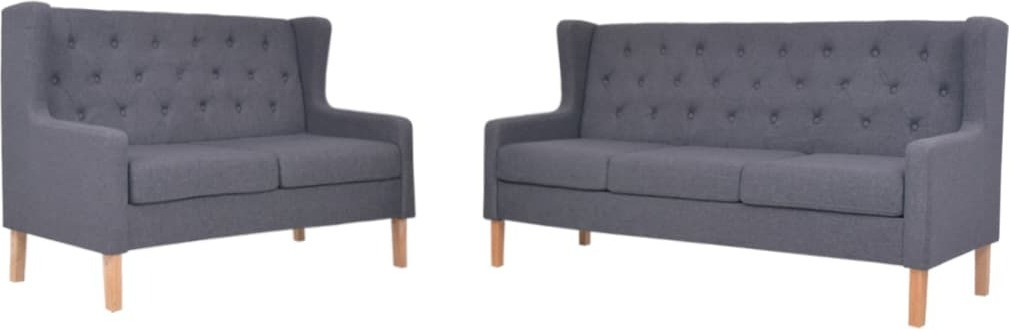 Prolenta Zitmeubels Set van 2 Grijs Textiel
