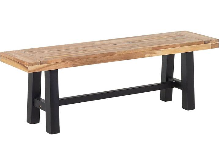 BELIANI Bank Braun / Schwarz aus Akazienholz schwarze Beine rustikal Indoor Outdoor