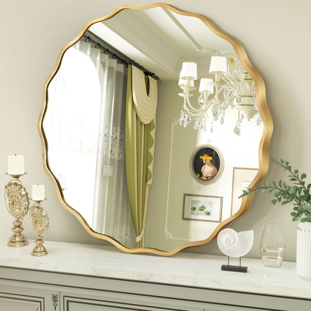 Fairmont Park Aluminium Round Leaning and Wall Mirror Gold 80 cm H x 80 cm W