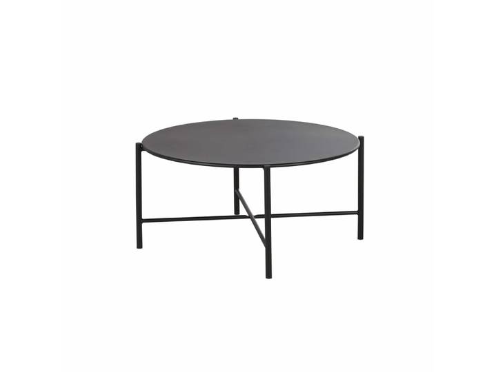 Runder Gartencouchtisch aus schwarzem Stahl D74
