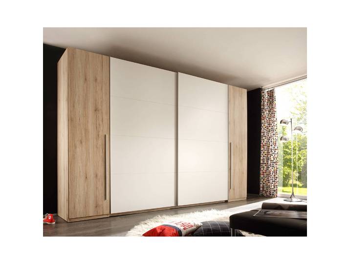 Schwebetürenschrank Crieff 316cm Beige/Eiche Sanremo Dekor/Weiß