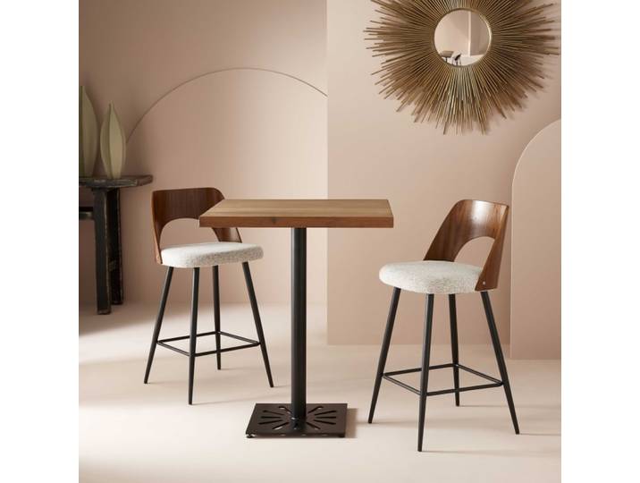 Chaise de comptoir en tissu beige
