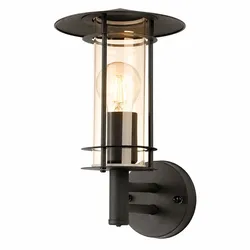 Wandleuchte Wandlampe Außenleuchte Eckmontage Schwarz Glas Edelstahl H 30 cm