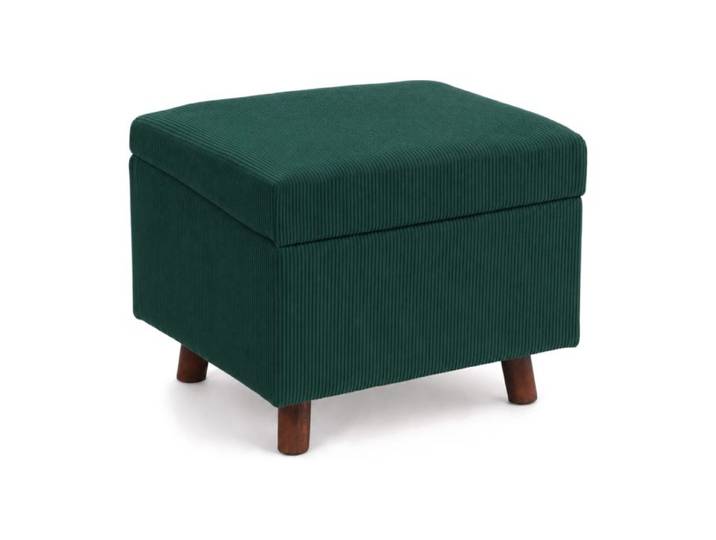 Relaxdays Tabouret velours côtelé avec rangement