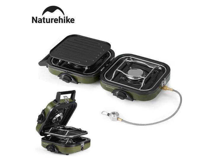 Réchaud à gaz pliable double Naturehike amélioré, équipement de cuisson portable pour l'extérieur, réchaud de camping ultraléger à double brûleur