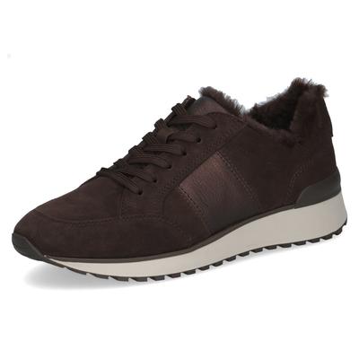 Keilsneaker CAPRICE, Damen, Gr. 41, Warmfutter, dunkelbraun, Leder, Schuhe, Freizeitschuh, Halbschuh, Schnürer mit Kontrastbesatz