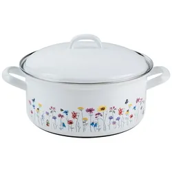 Riess Kasserolle mit Deckel Ø20cm 2L Flora Emaille