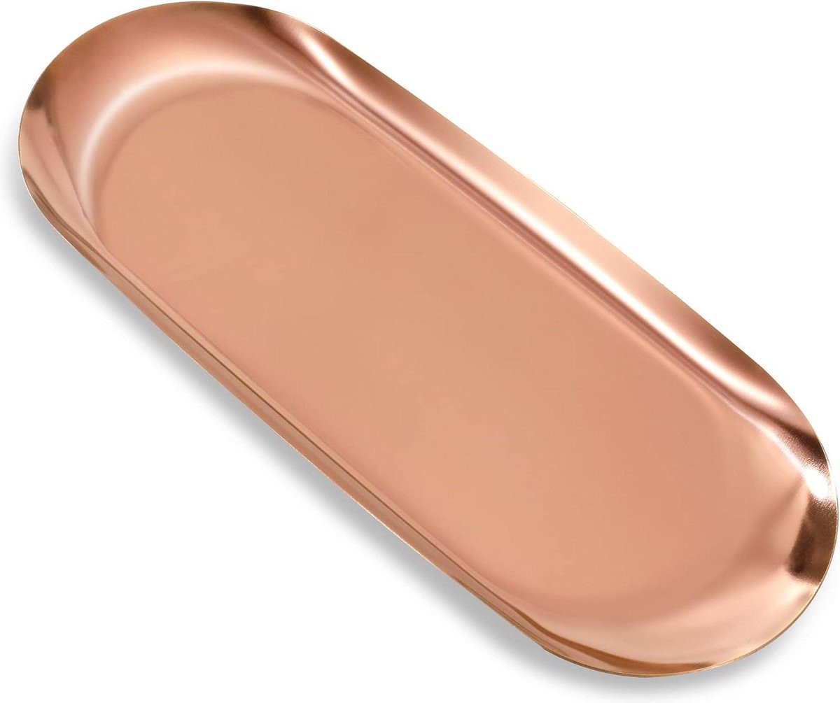 Ovale RVS Opslaglade in Rose Goud voor Cosmetica, Sieraden of Decoratie