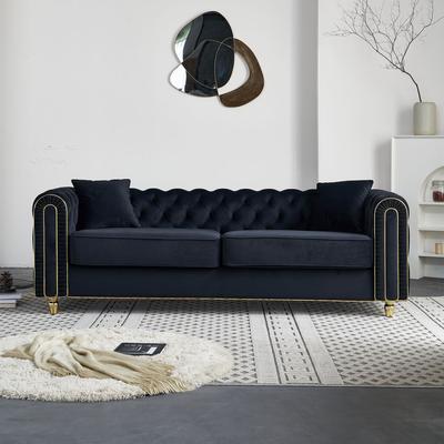 Kodotan sofa 86''Luxury Modern Tufted Sofa With 2pcs Of Toss Pillows For Living Room ,Bedroom,Beige Color