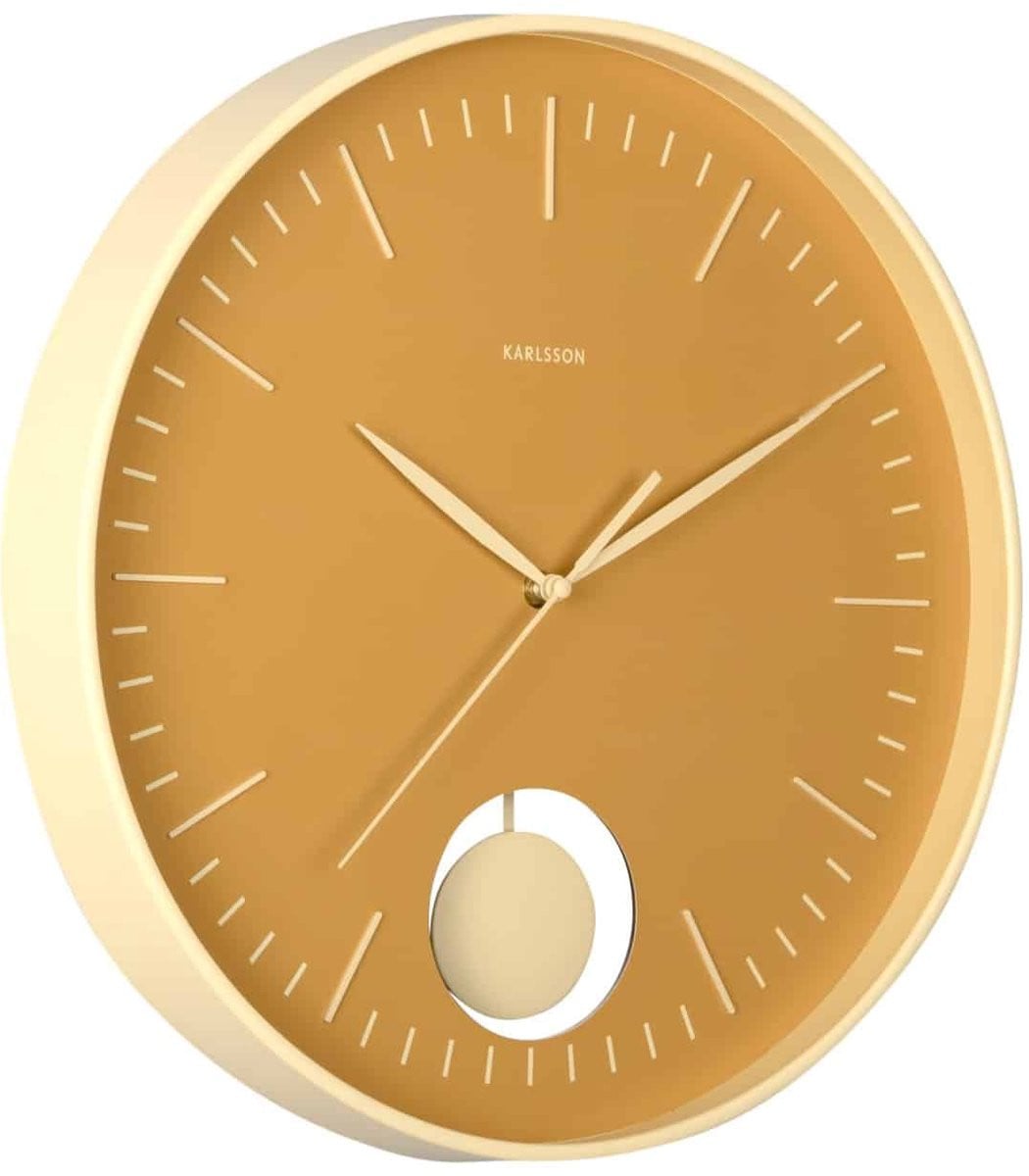 Karlsson Wandklok Grato Pendulum - Okergeel - Ø40,6 cm - Modern