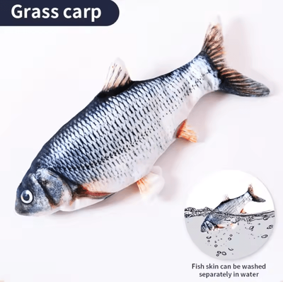 Uplift Curations Interactive USB Rechargeable Floppy Fish Toy Electric Simulation Chew & Training Toy For Cats & Dogs carp G506