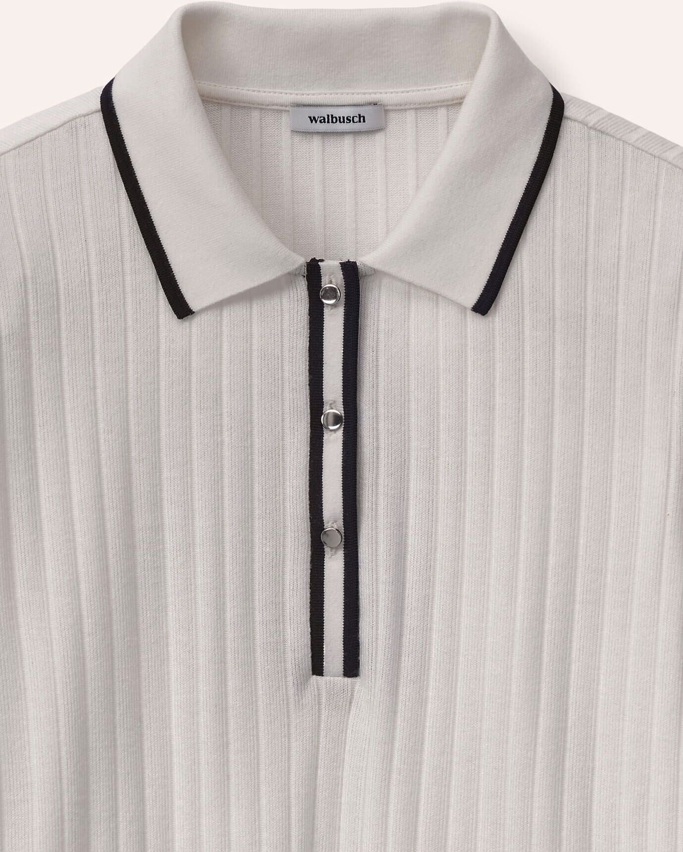 Walbusch Poloshirt mit Rippenstruktur, normale Größen, Farbe Weiß, 52, kuschelig weich anschmiegsam Damen