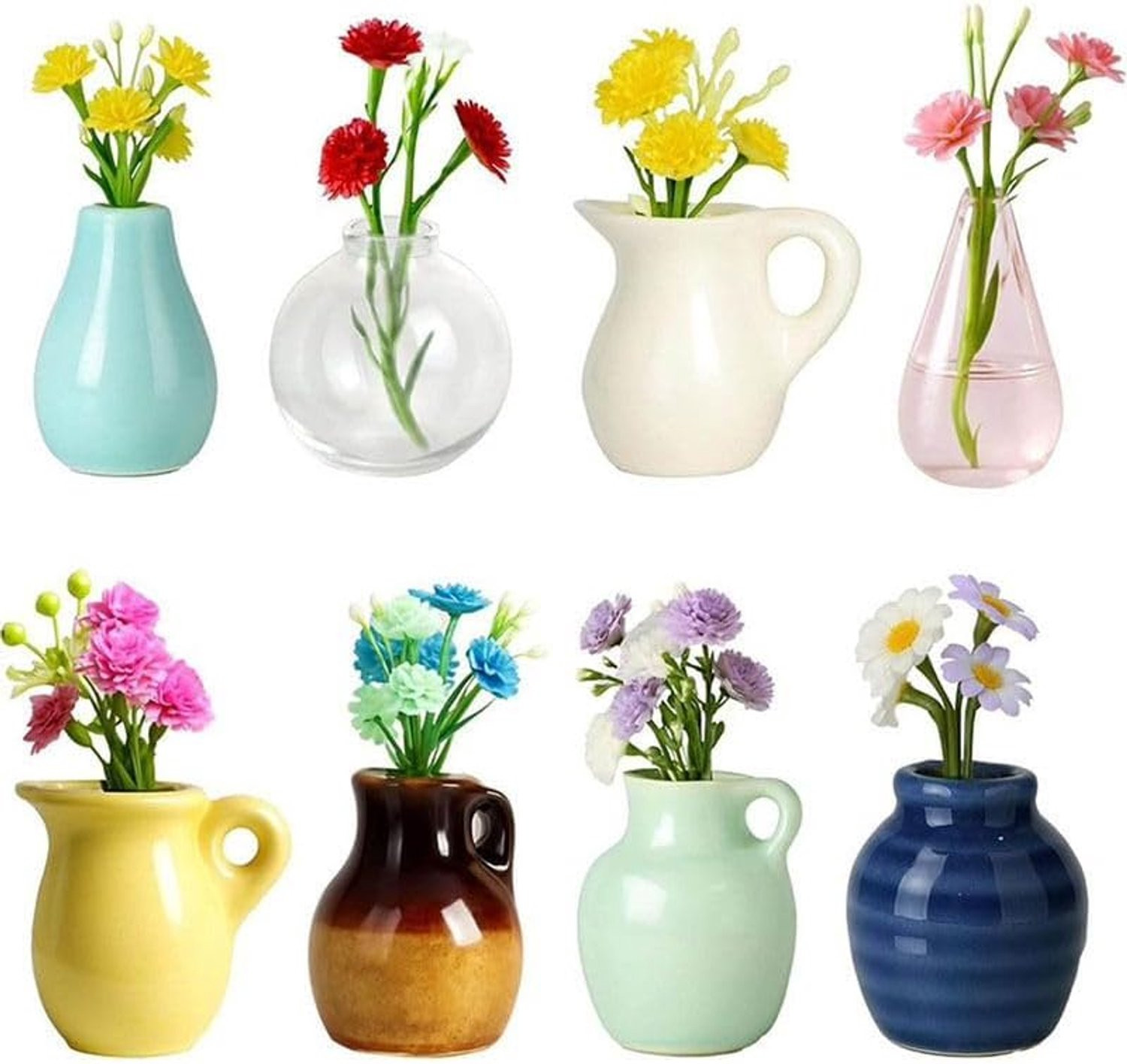 Set van 8 3D Bloemenvaasjes Koelkastmagneten voor Decoratie van Koelkast en Magneetborden