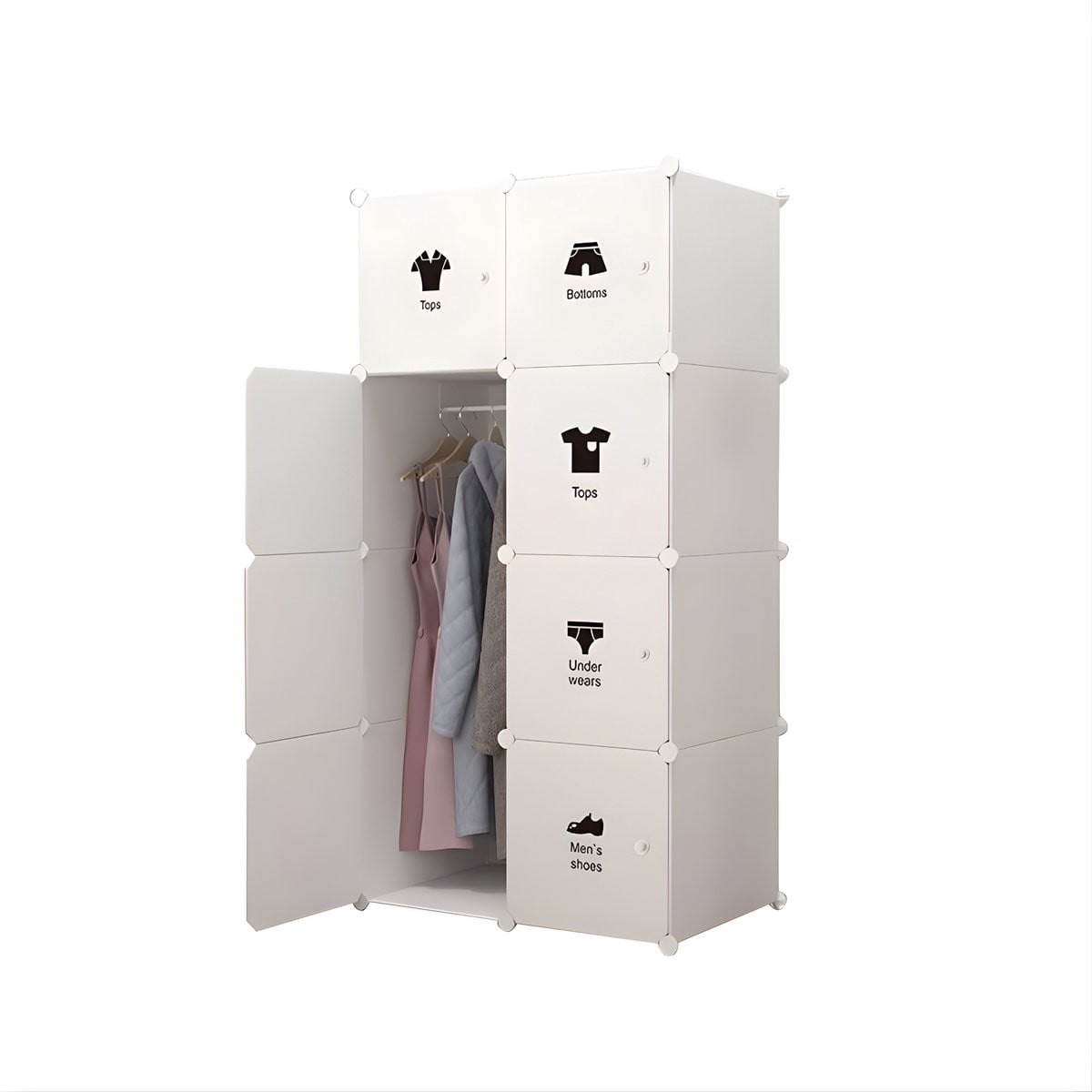Modulaire Kledingkast Kubus Opbergkast met 8 Deuren