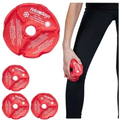 Relaxdays 4er Set Knie Kühlpads in Rot Weiß,Rot
