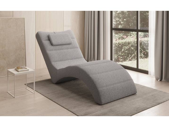 Designer Relax-Liege Leon in Bouclé - Hellgrau - Bouclé - Luxusbetten24