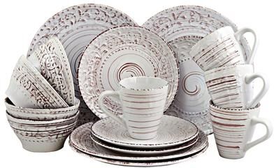 Elama Malibu Sands 16-Piece Dinnerware Set in Shell