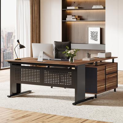 BLUEBELL 63-Inch L-Shaped Executive Desk with Storage Shelves