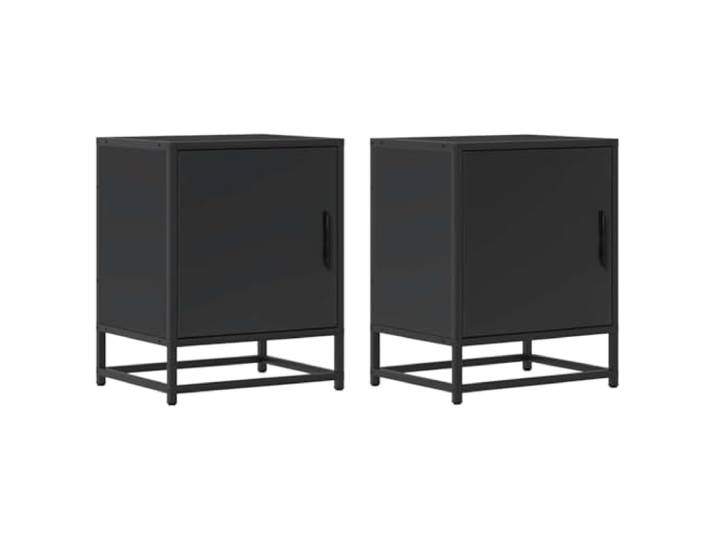 Heofavd Nachttisch 2er Set Schwarz 40x31x50 cm Holzwerkstoff Metall