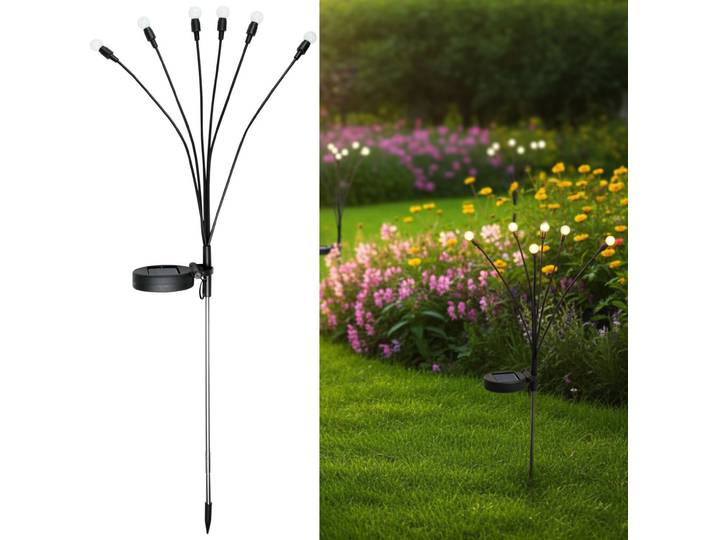Solar-Gartenlampe Glühwürmchen mit 6 flexiblen Armen, inkl. Erdspiess
