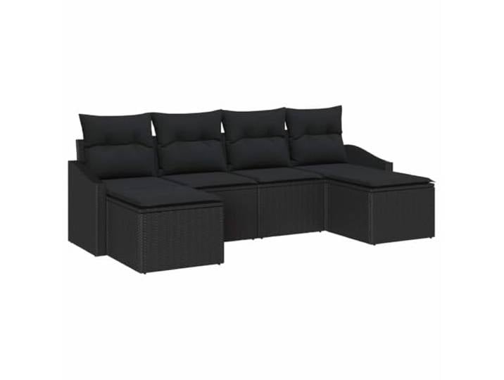 Makastle Lounge Sofa-Set 6-TLG. Poly Rattan Schwarz 233x117x85 cm