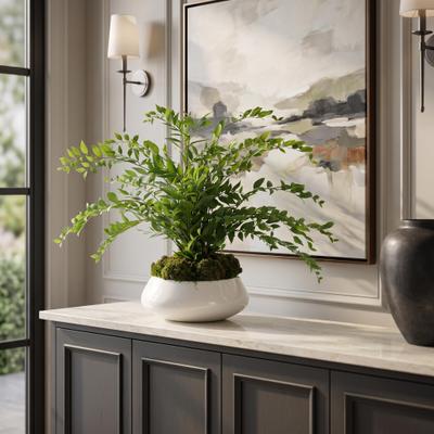 Creative Labs Bayberry Leaf Arrangement in Fiberstone Pot with Moss