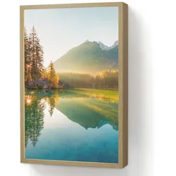 WANDLEUCHTE MIT AKKU See - Wald - Berge - Natur - Sonne - Landschaft Beleuchtung 40x60 cm Wandlampe