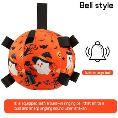 Friendly Fresh Finds Interactive Pet Training Ball With Bell Sound Outdoor Dog Play Football Toy orange