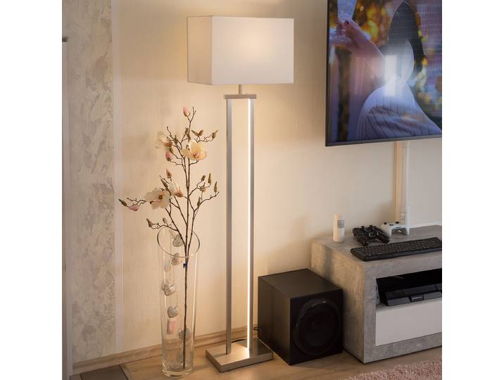 Lampadaire 27 x 153 x 40cm Blanc/Argenté Tissé à plat E27