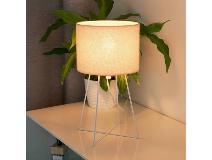 Tischlampe Trixi Duolla, creme / amber, für Wohn- / Esszimmer, Textil / Stoff / Seide