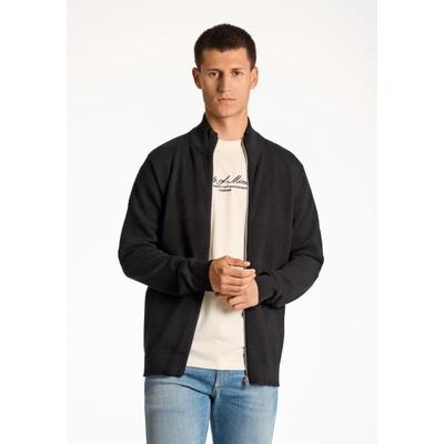 Cardigan LINDBERGH "Cardigan Relaxed Fit", Herren, Gr. L, schwarz, Obermaterial: 100% Baumwolle, Strickjacken