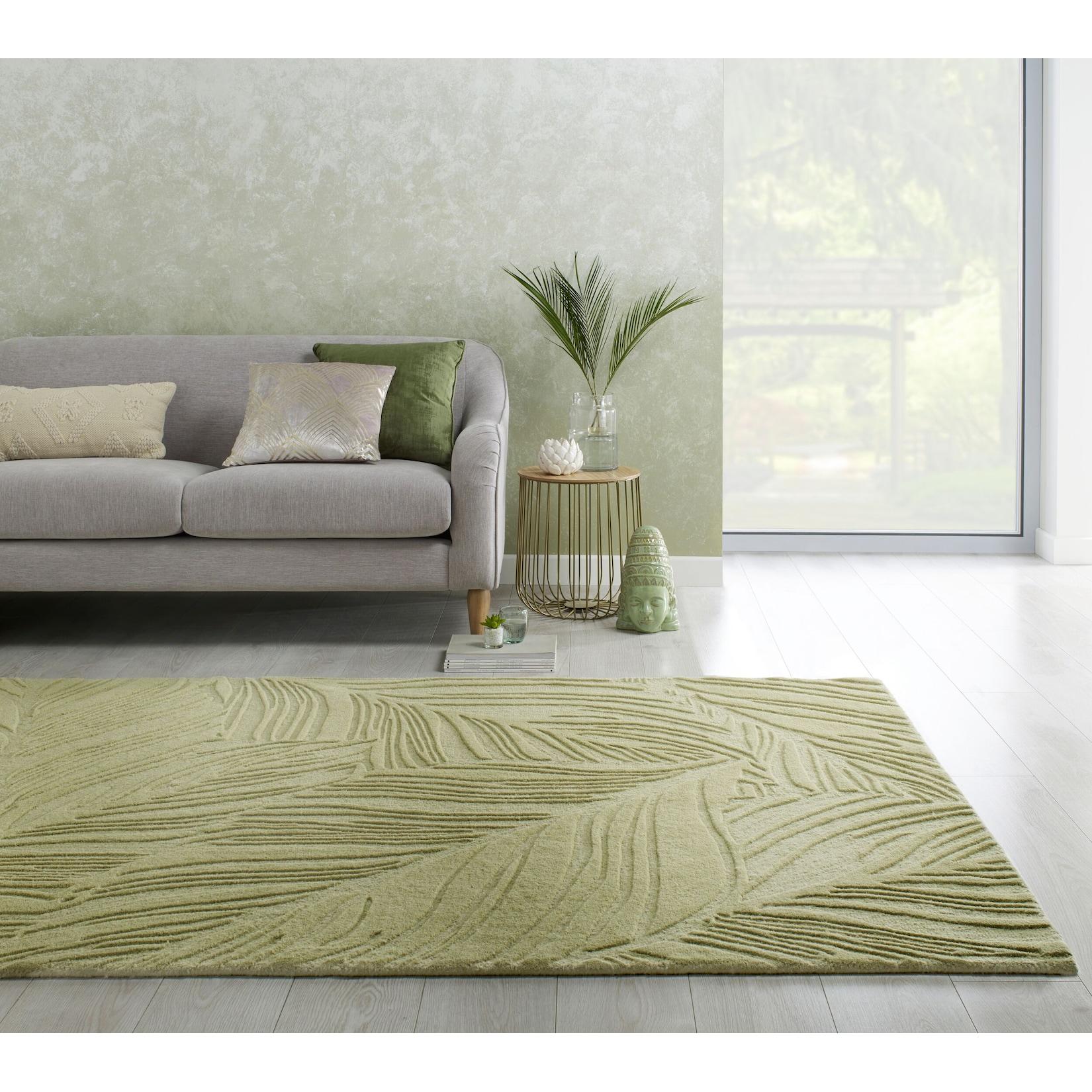 Wollteppich floral Grün-Beige 200 x 290 cm - LEVEN Kadima Design