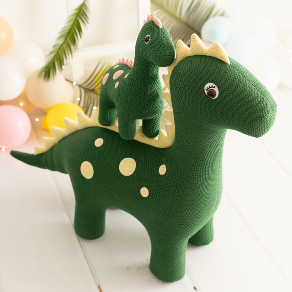 Crochetts Pack peluche dinosaurio algodón verde y rosa