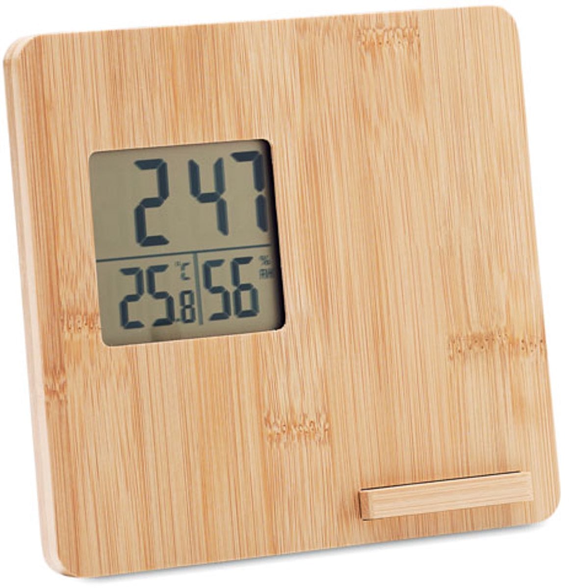 Digitale Bureauklok van Bamboe Hout met 15W Draadloos Oplaadstation