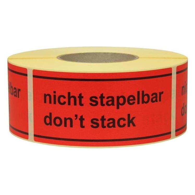 Transpak Hinweisetikett Masse 145x70mm Papier rot nicht stapelbar don't stack (8370015)