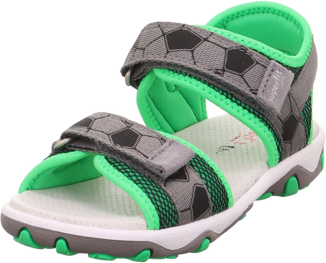 Sandale SUPERFIT "MIKE 3.0 WMS: mittel", Mädchen, Gr. 33, Textil, hellgrau, hellgrün, Schuhe Sandale, Klettschuh, in WMS: Weite mittel, Größenschablone zum Download