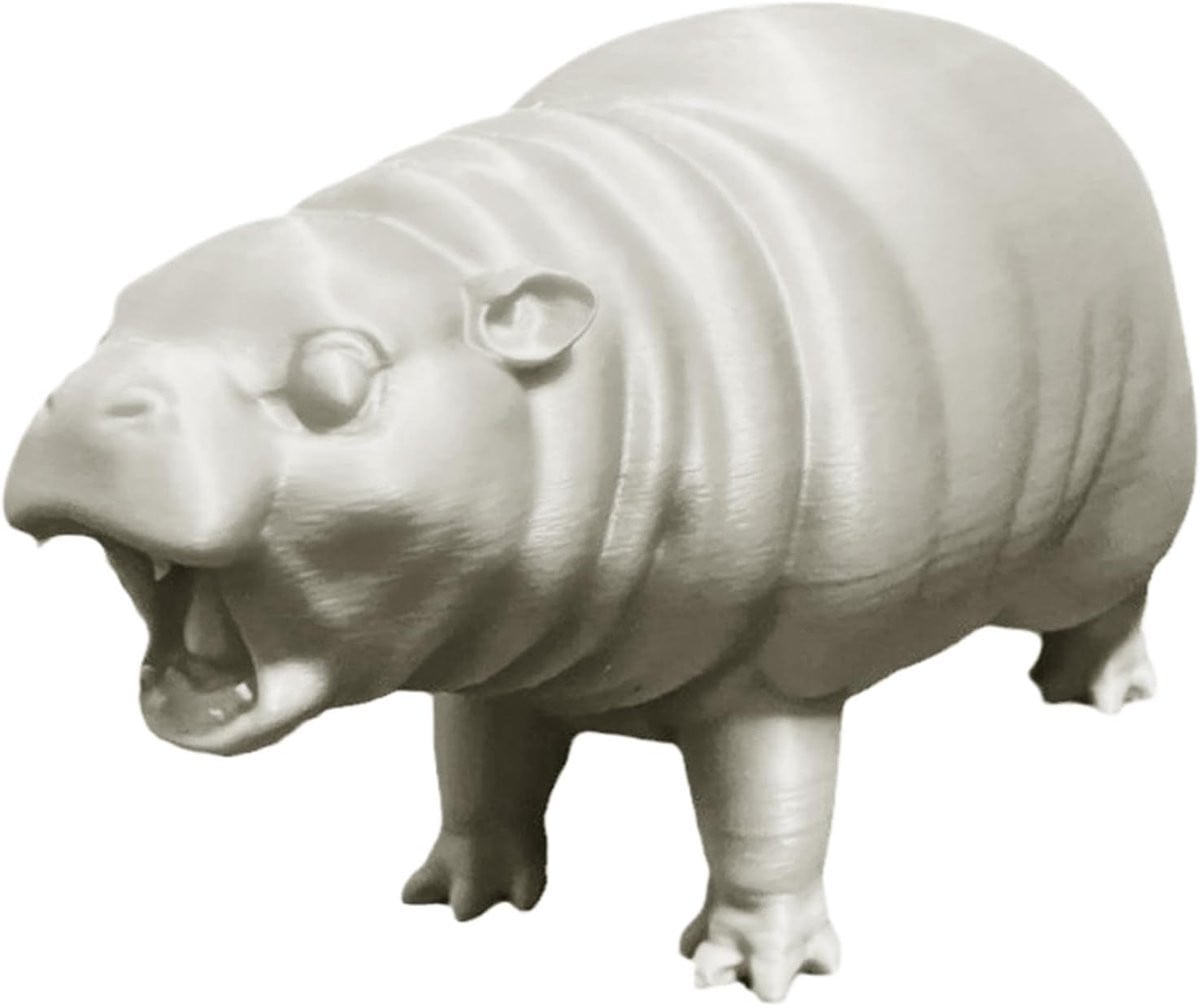 Nijlpaard Beeldje Grijs - Miniatuur Figuur voor Decoratie - B/D/H: 8 x 4 x 5 cm